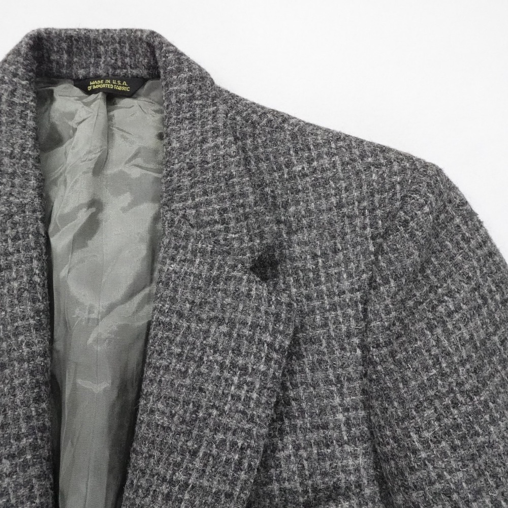 Harris Tweed Mens Sport Coat 42 Regular Gray Plaid Wool Blazer Made USA